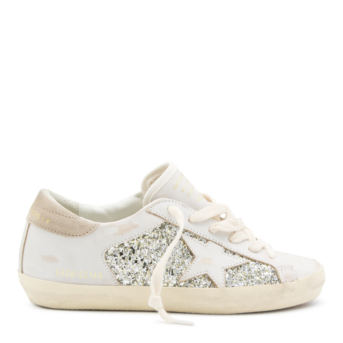 WHITE AND PLATINUM LEATHER SUPER STAR SNEAKERS