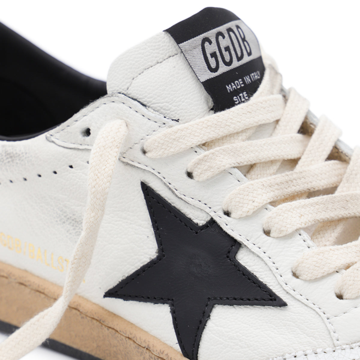 WHITE AND BLACK LEATHER BALL STAR LOW TOP SNEAKERS