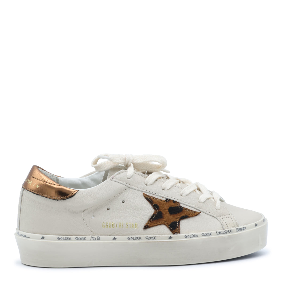 CREAM BEIGE AND BROWN LEATHER HI STAR SNEAKERS