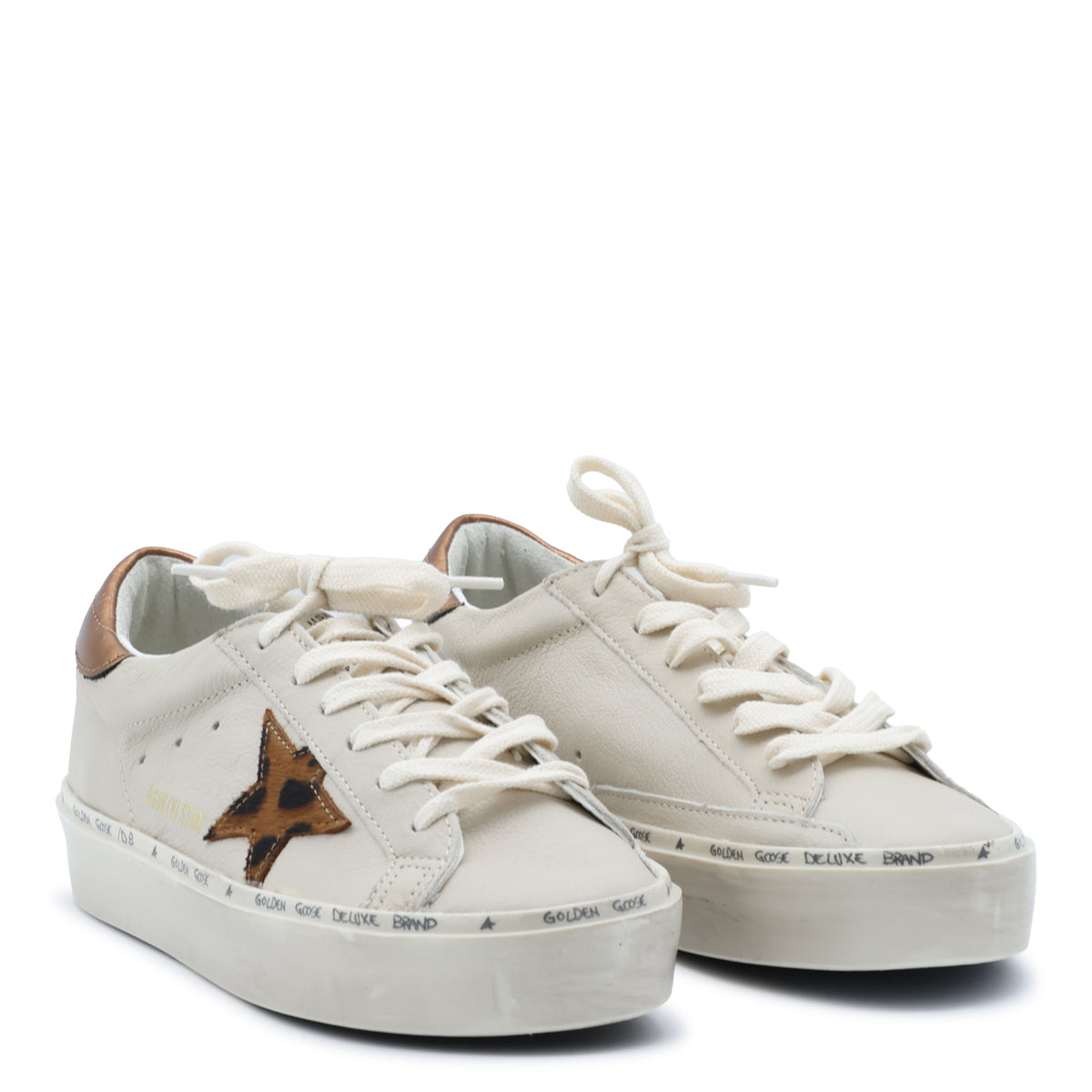 CREAM BEIGE AND BROWN LEATHER HI STAR SNEAKERS
