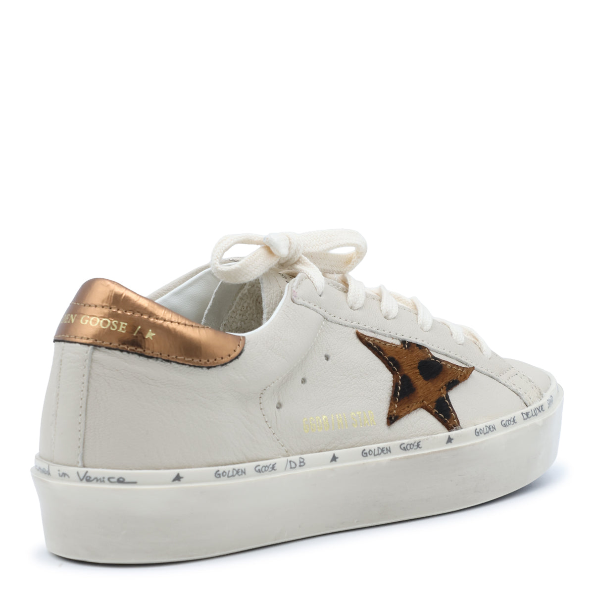 CREAM BEIGE AND BROWN LEATHER HI STAR SNEAKERS