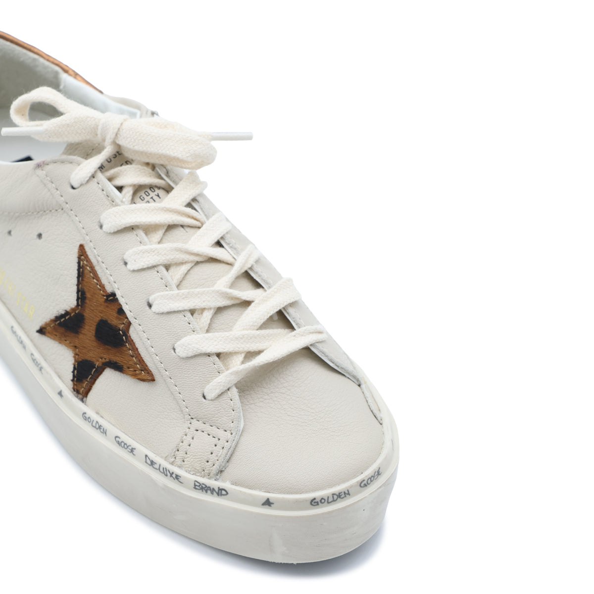 CREAM BEIGE AND BROWN LEATHER HI STAR SNEAKERS