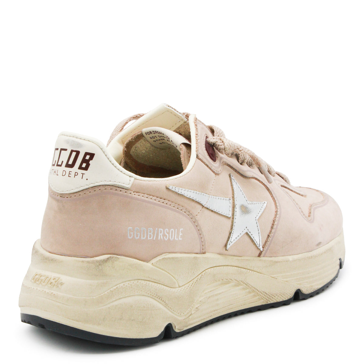 CREAM POWDER AND PINK LEATHER RUNNING SNEAKERS