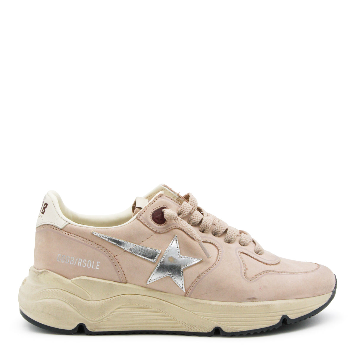 CREAM POWDER AND PINK LEATHER RUNNING SNEAKERS