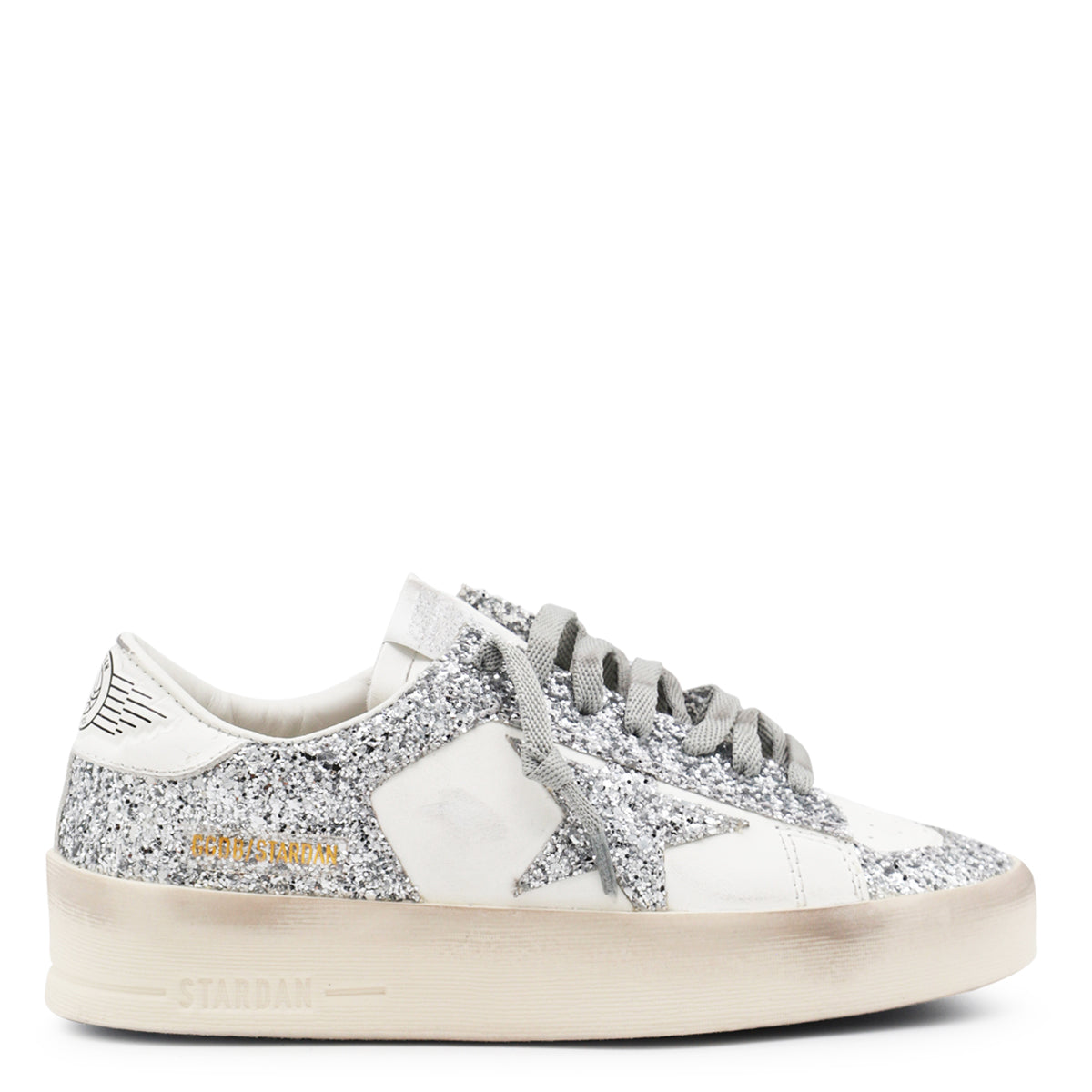 WHITE AND GREY LEATHER STARDAN SNEAKERS