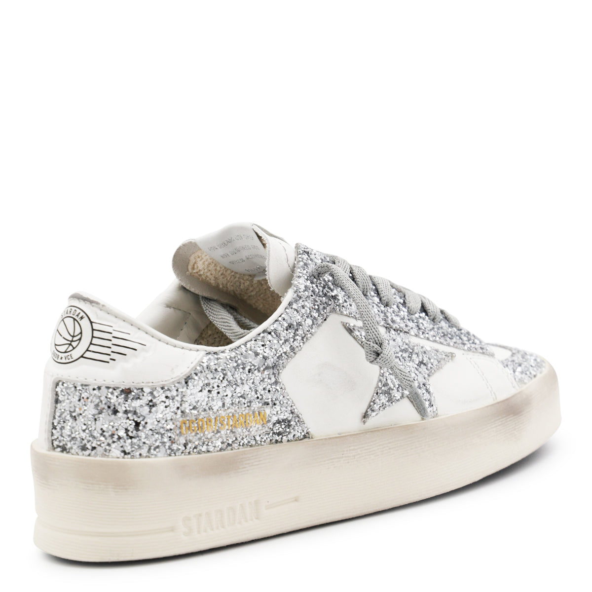 WHITE AND GREY LEATHER STARDAN SNEAKERS