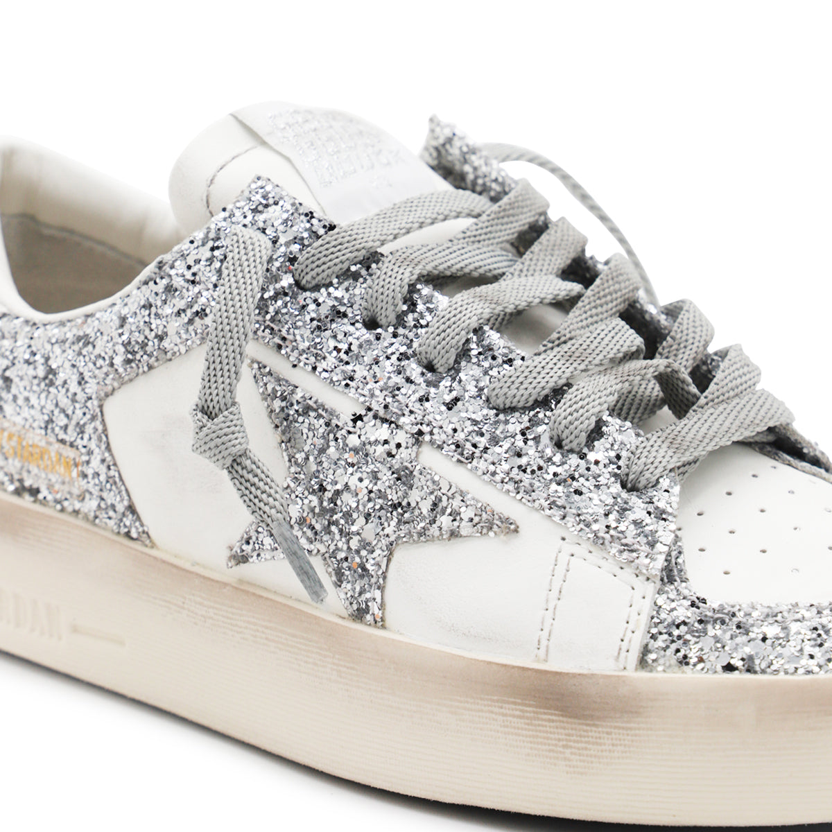 WHITE AND GREY LEATHER STARDAN SNEAKERS