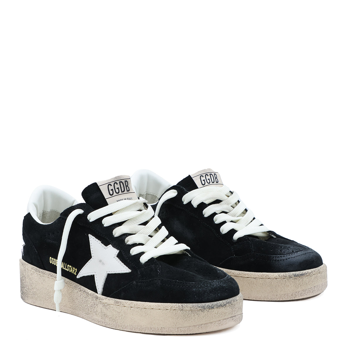 BLACK AND WHITE LEATHER BALLSTAR SNEAKERS