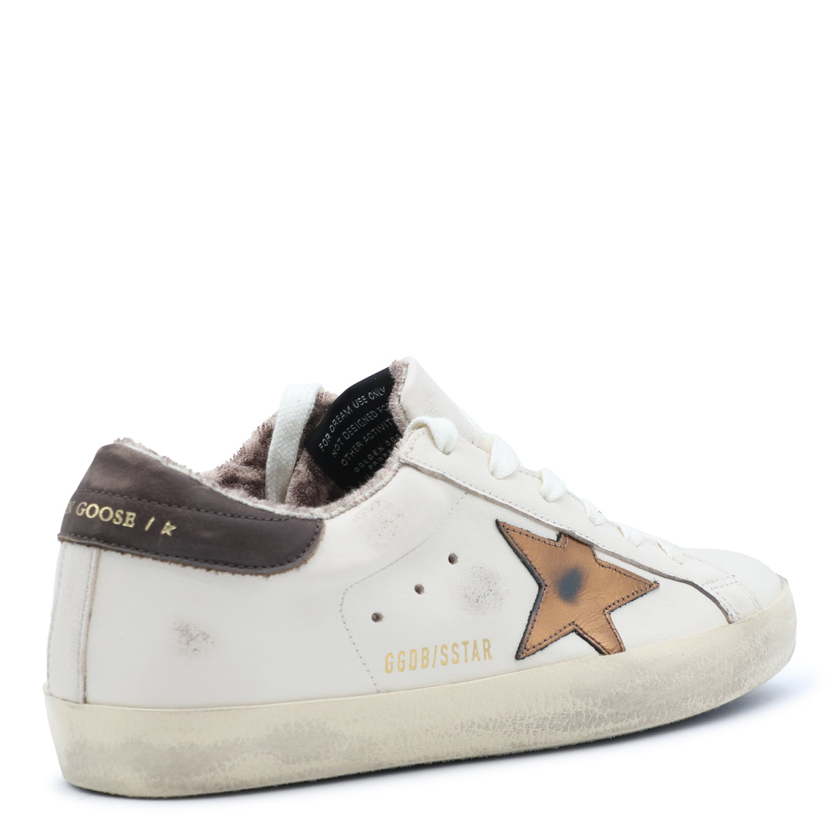 BUTTERCREAM AND BROWN LEATHER SUPER STAR SNEAKERS