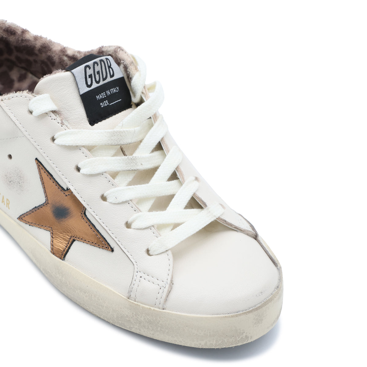 BUTTERCREAM AND BROWN LEATHER SUPER STAR SNEAKERS