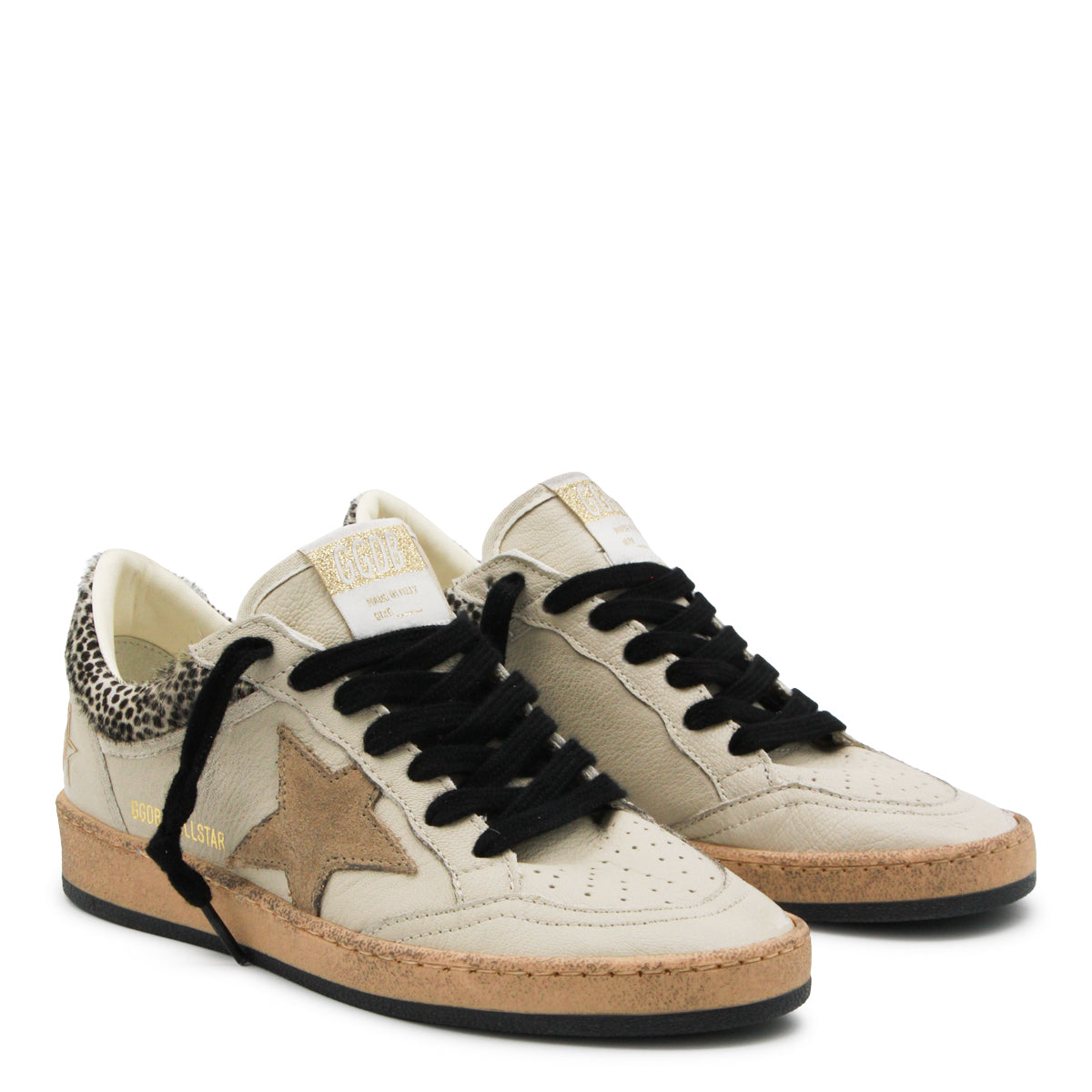 CREAM BLACK AND WHITE LEATHER BALLSTAR SNEAKERS