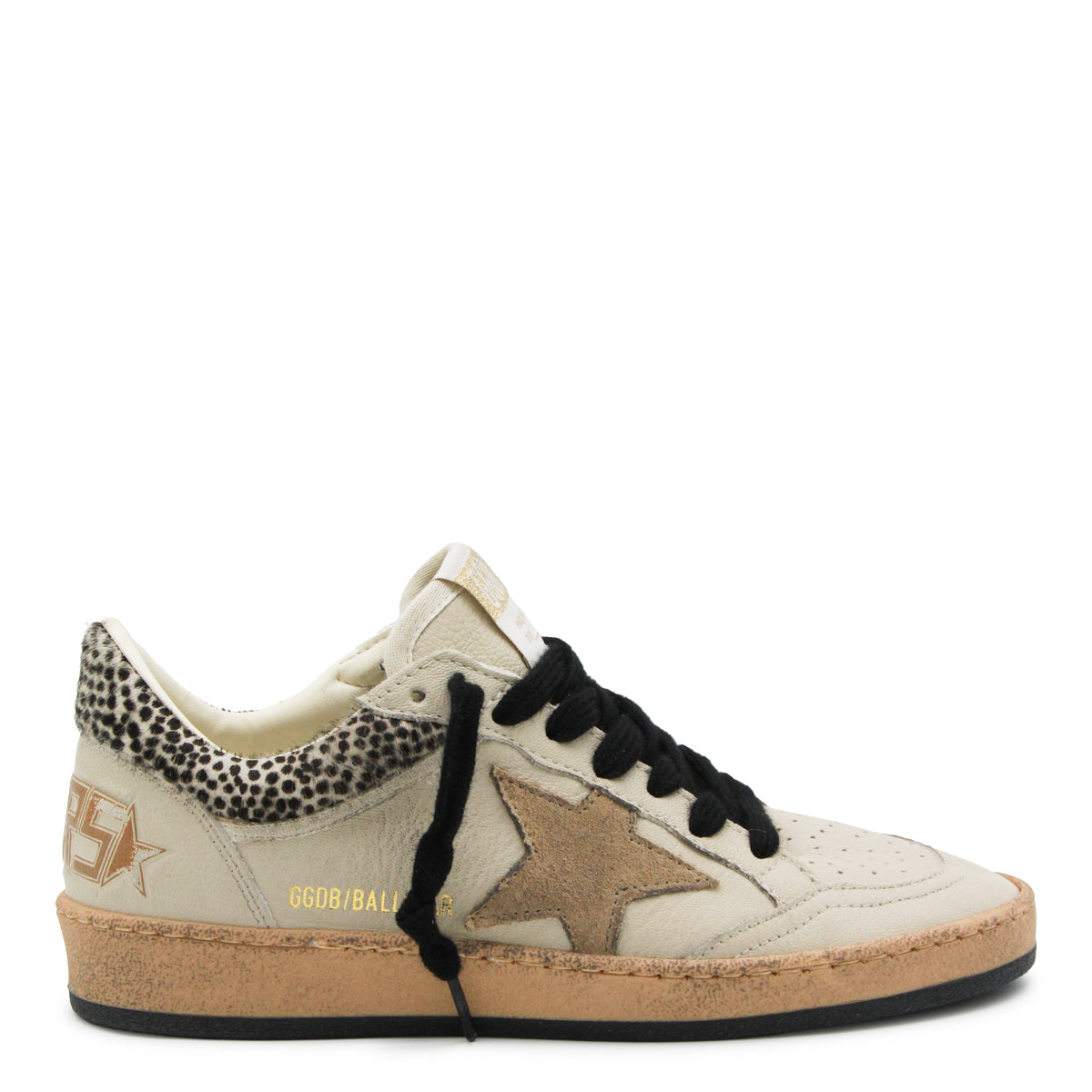 CREAM BLACK AND WHITE LEATHER BALLSTAR SNEAKERS