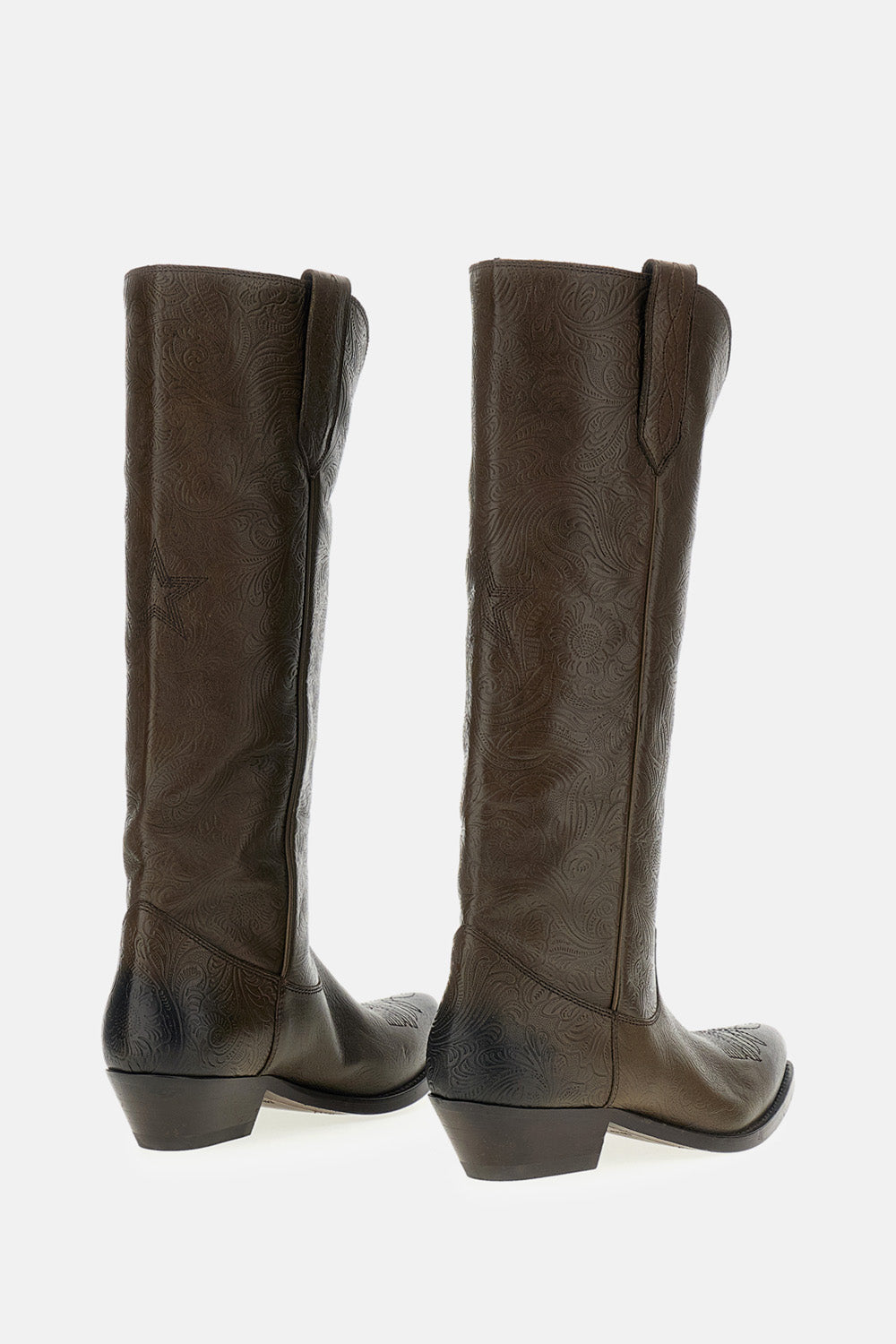 WISH STAR EMBOSSED LEATHER BOOTS
