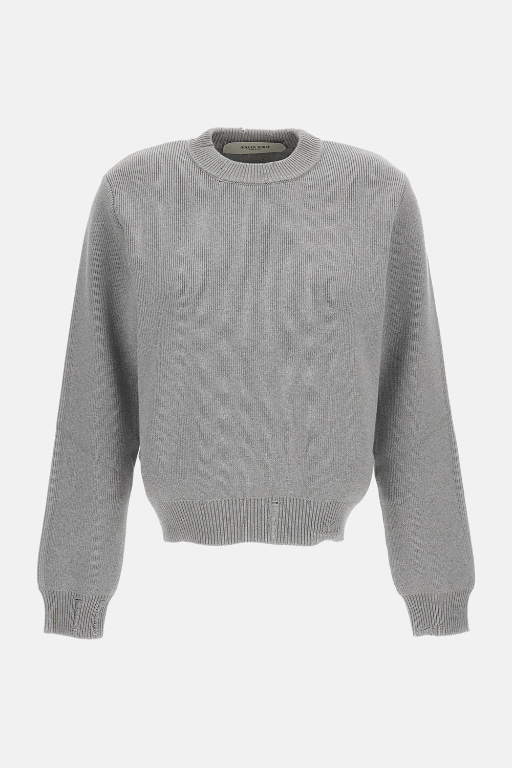KNIT CREW NECK DISTRESSED COTTON