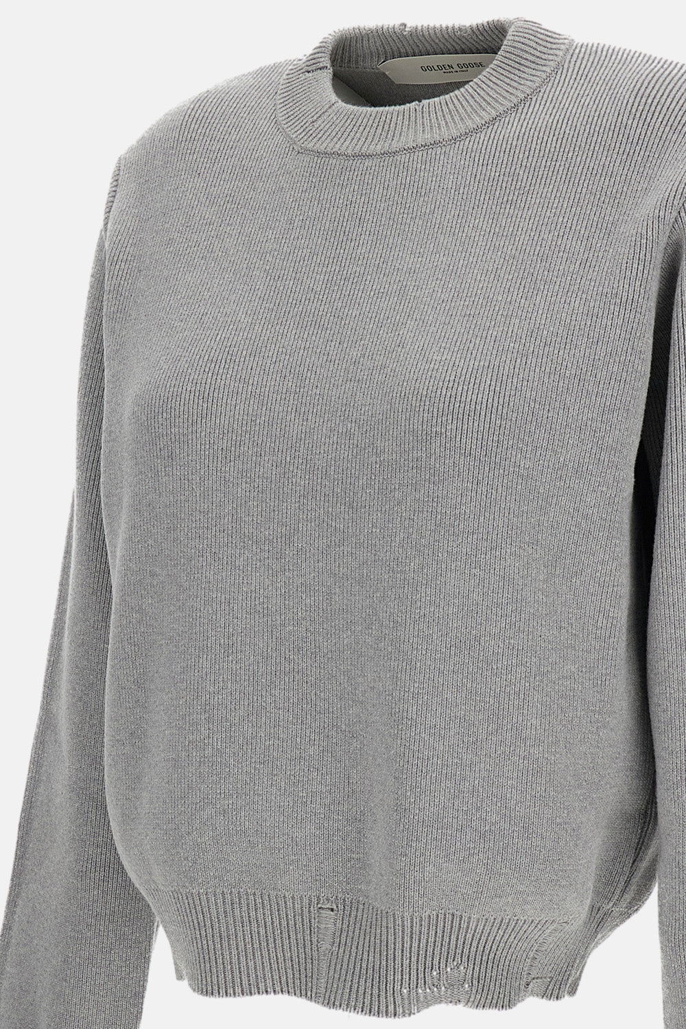 KNIT CREW NECK DISTRESSED COTTON