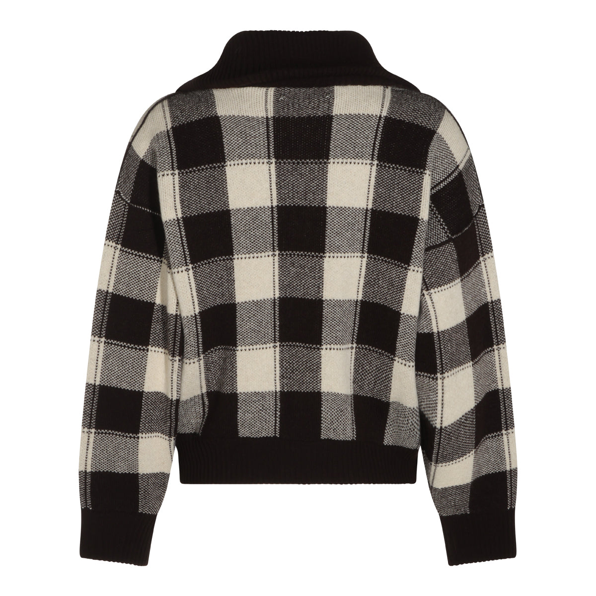 AFTER DARK AND OAT MILK WOOL CHECK CARDIGAN