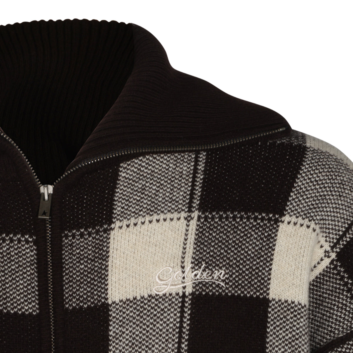 AFTER DARK AND OAT MILK WOOL CHECK CARDIGAN