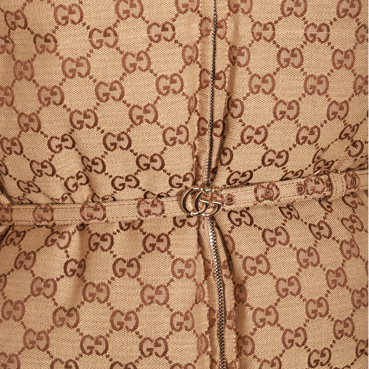 BEIGE COTTON GG PUFFER DOWN JACKET