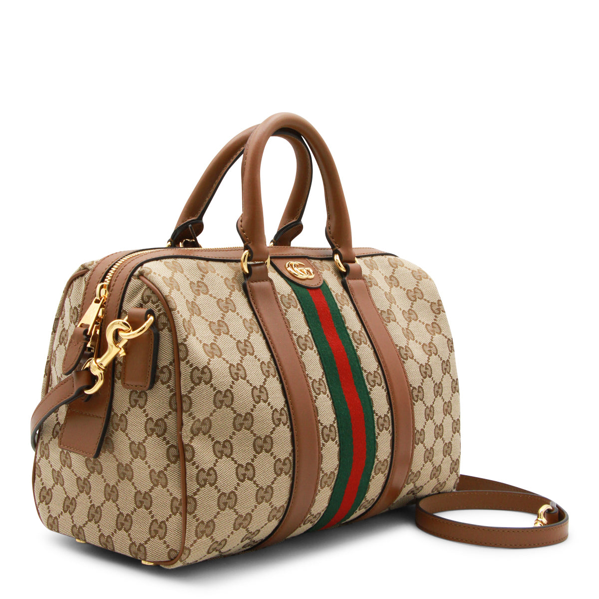 BEIGE OPHIDIA MEDIUM TOP HANDLE BAG