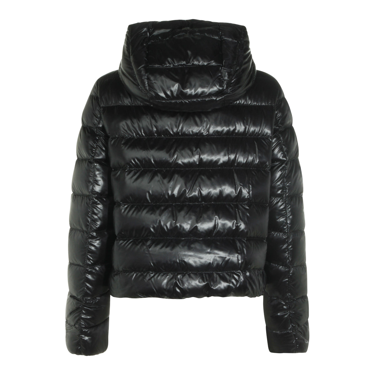BLACK PUFFED VYNIL DOWN JACKET