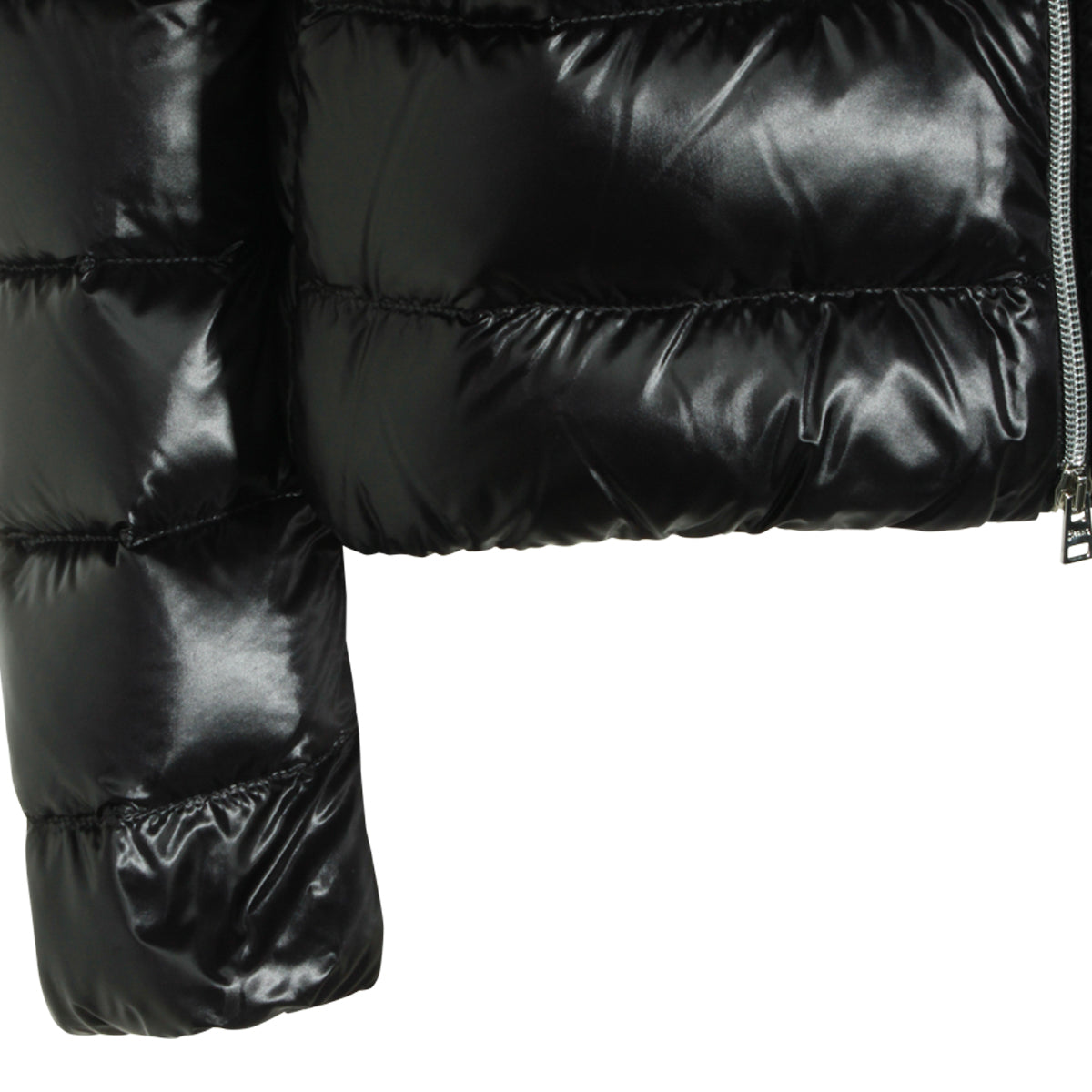 BLACK PUFFED VYNIL DOWN JACKET