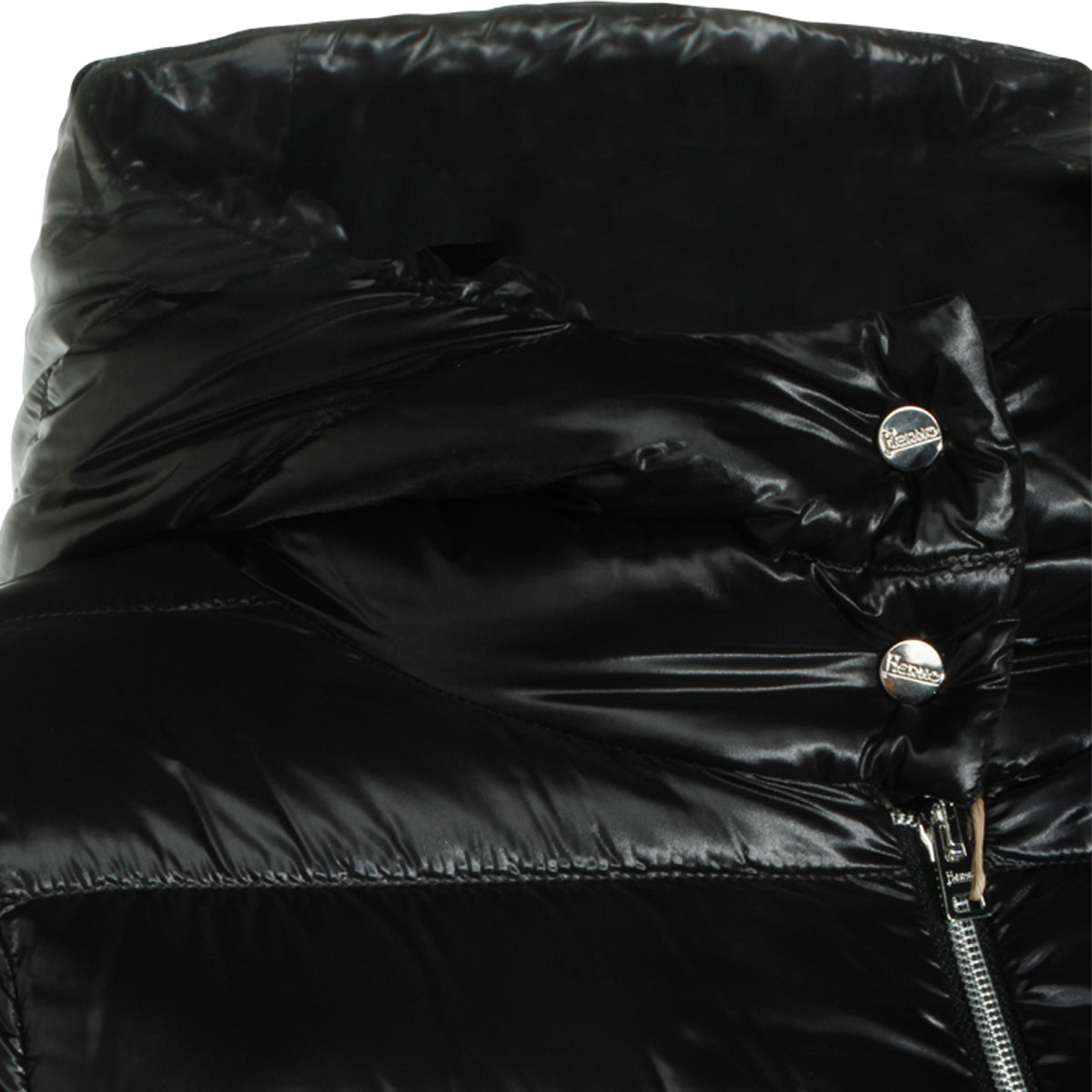 BLACK PUFFED VYNIL DOWN JACKET