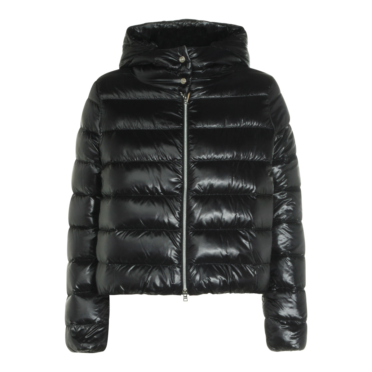 BLACK PUFFED VYNIL DOWN JACKET