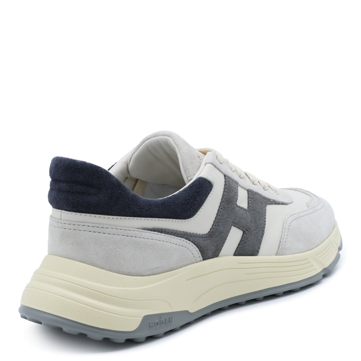 GREY IVORY AND BLUE LEATHER HYPERLIGHT SNEAKERS