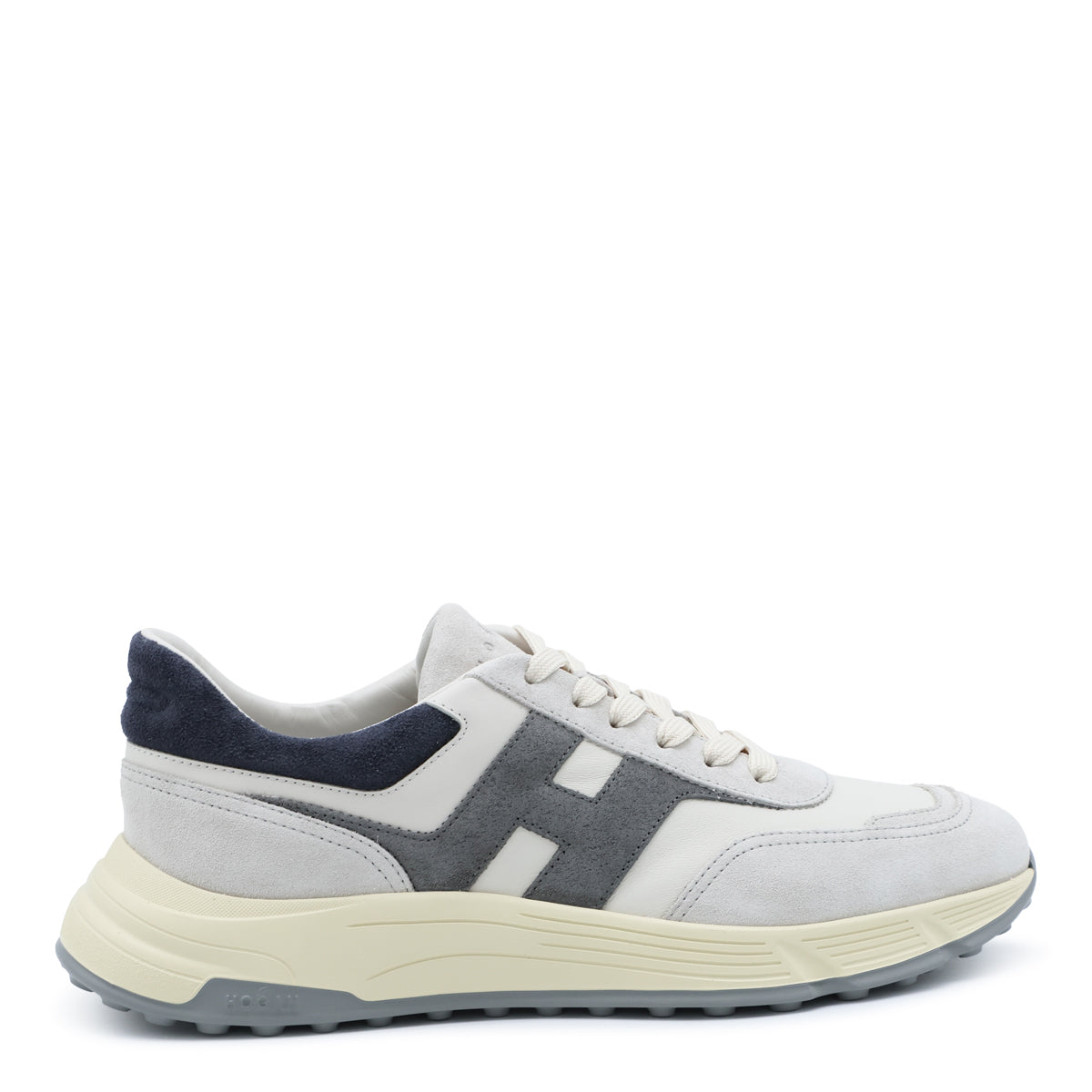 GREY IVORY AND BLUE LEATHER HYPERLIGHT SNEAKERS