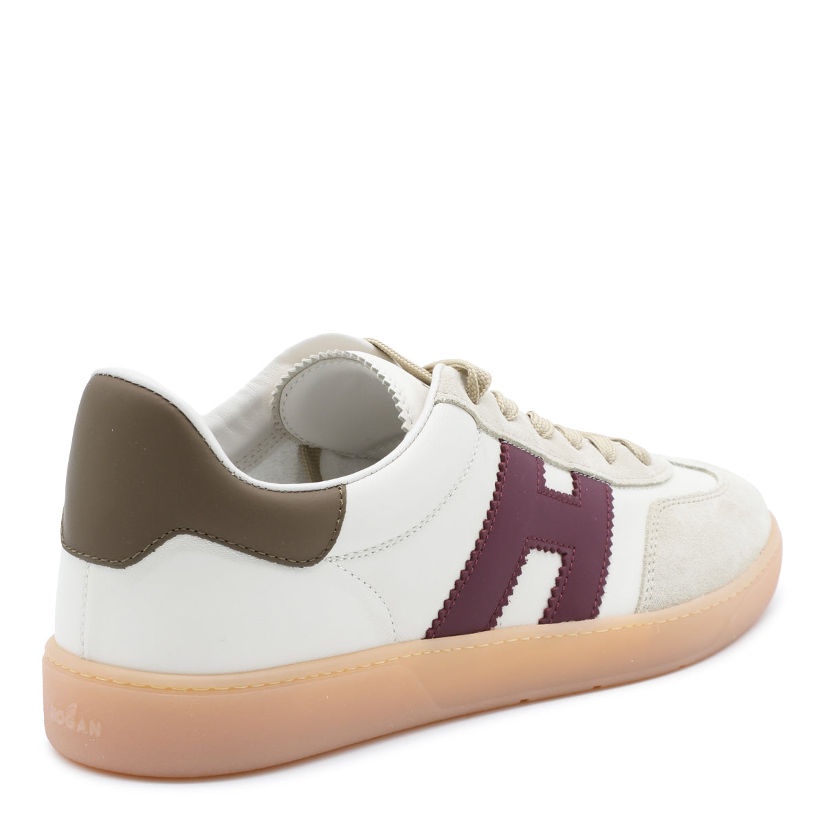 WHITE AND BURGUNDY LEATHER COOL SNEAKERS