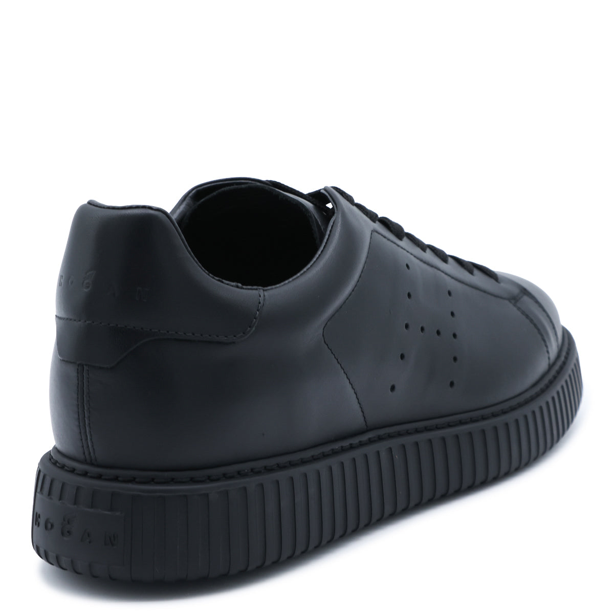 BLACK LEATHER H-STRIPES SNEAKERS