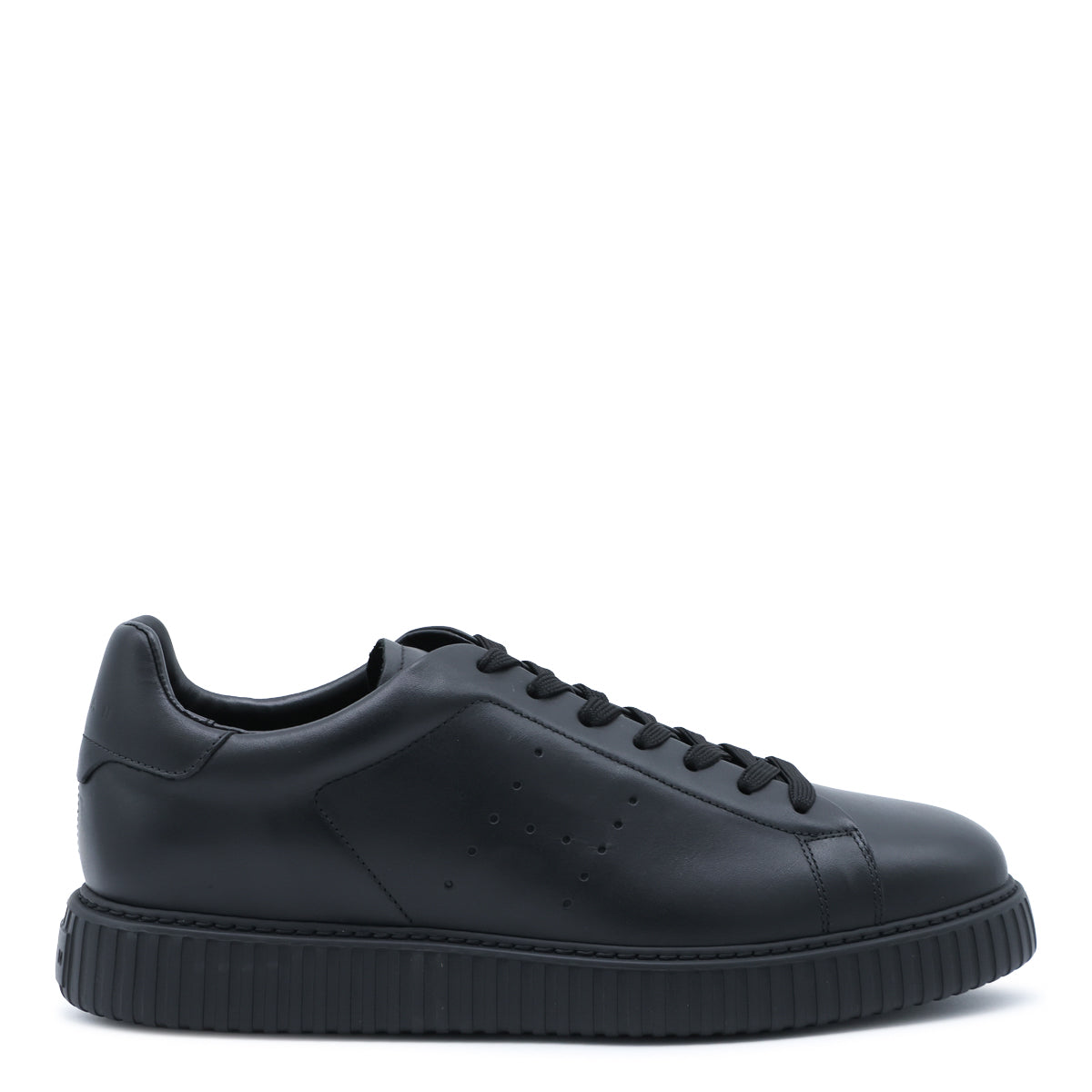 BLACK LEATHER H-STRIPES SNEAKERS