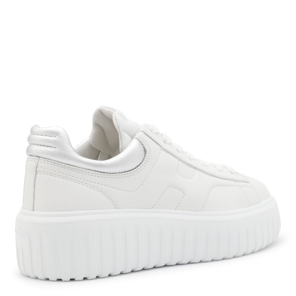WHITE AND SILVER LEATHER SNEAKERS