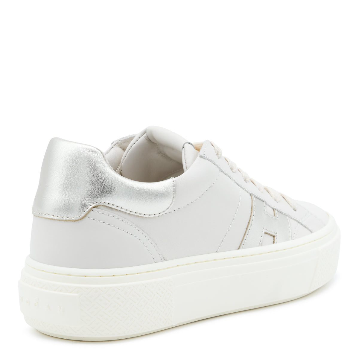 BEIGE AND SILVER LEATHER CROSSWIND SNEAKERS