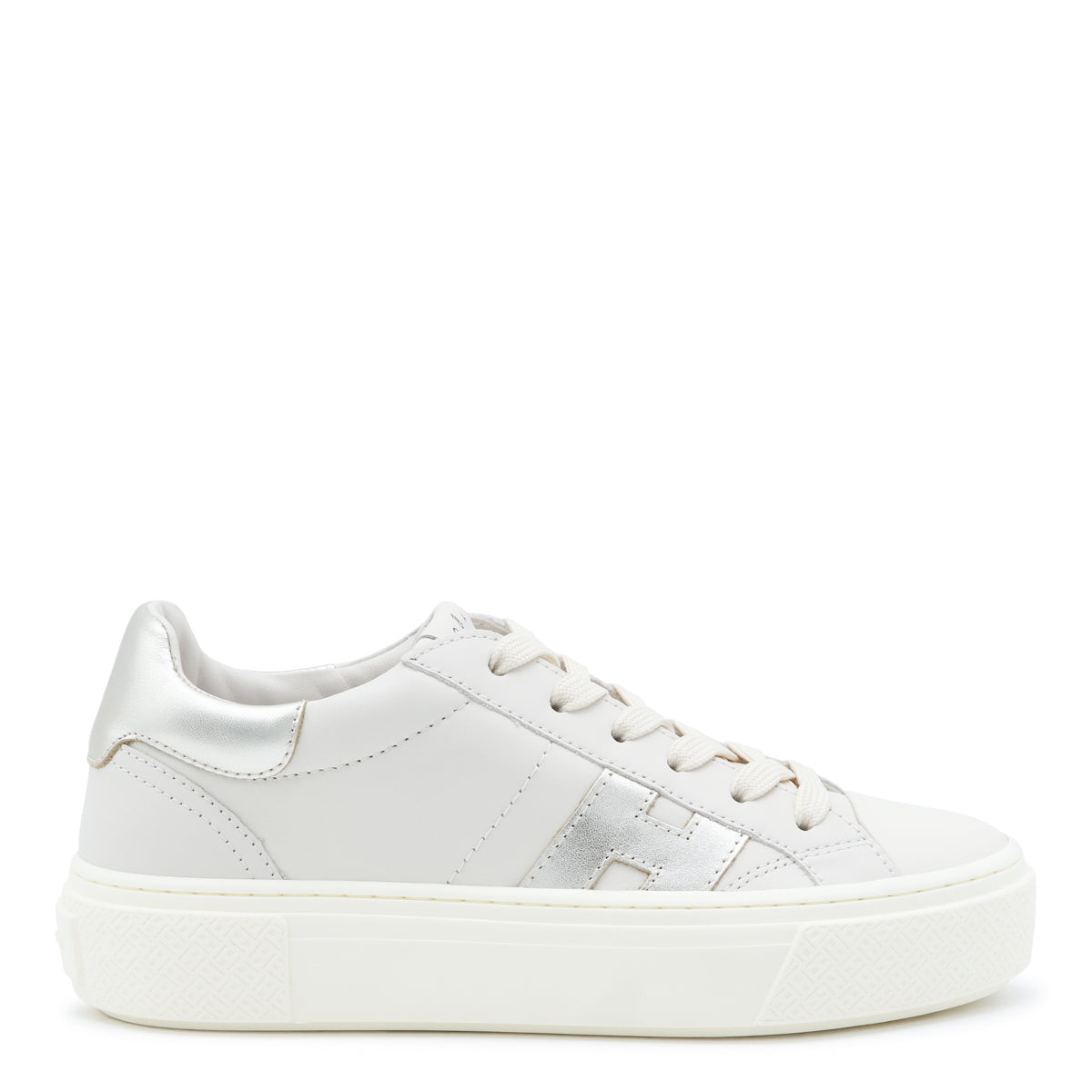 BEIGE AND SILVER LEATHER CROSSWIND SNEAKERS