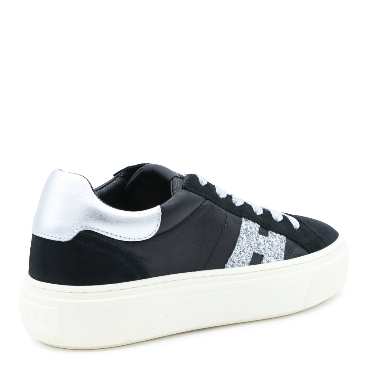 BLACK AND SILVER LEATHER CROSSWIND SNEAKERS