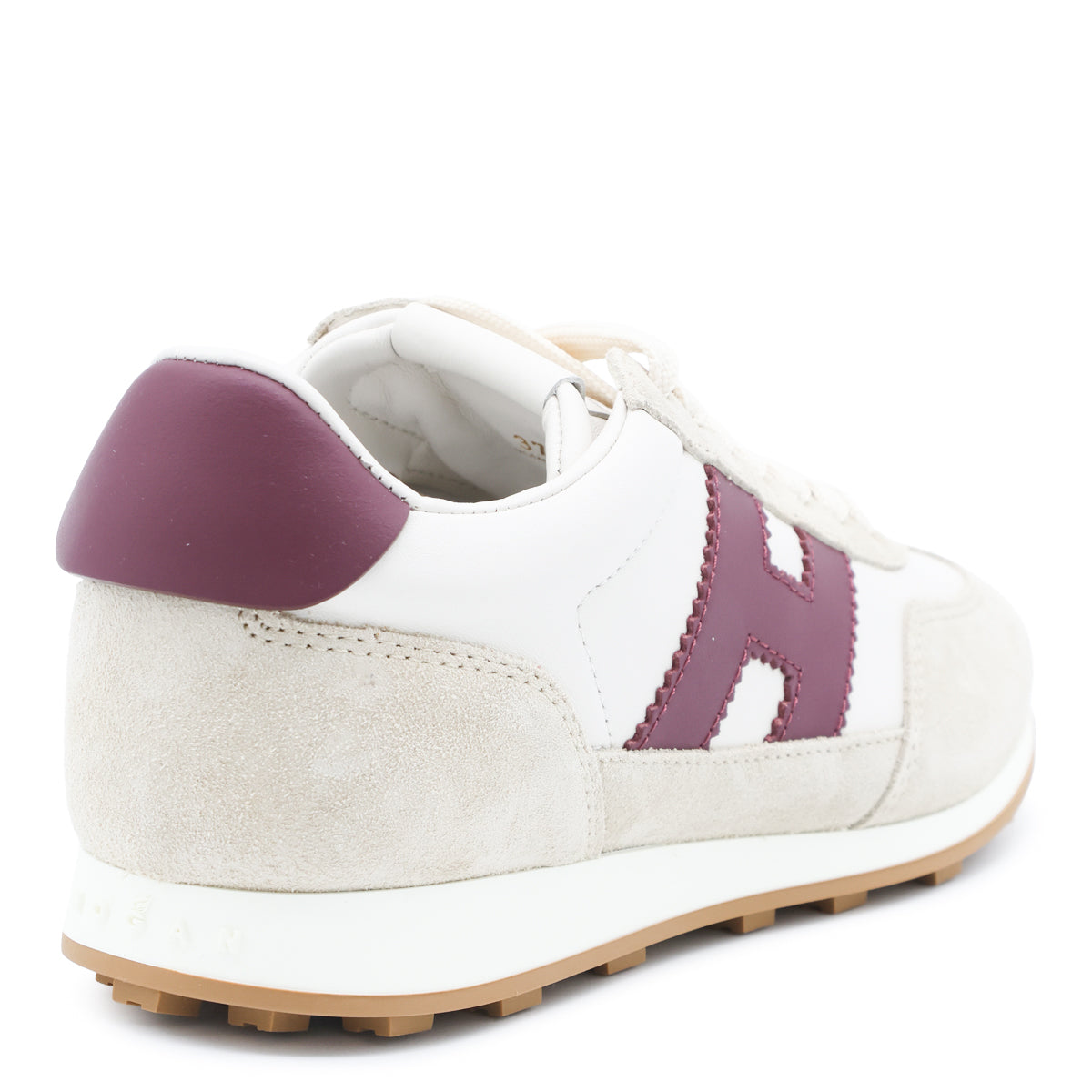 WHITE AND BURGUNDY LEATHER H727 SNEAKERS