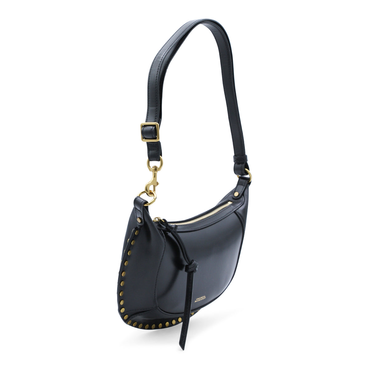 BLACK LEATHER OSKAN MOON SHOULDER BAG