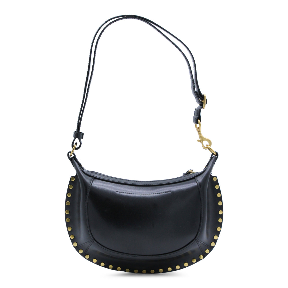 BLACK LEATHER OSKAN MOON SHOULDER BAG