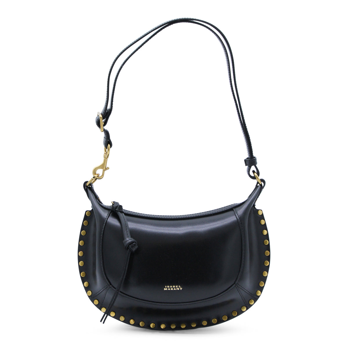 BLACK LEATHER OSKAN MOON SHOULDER BAG