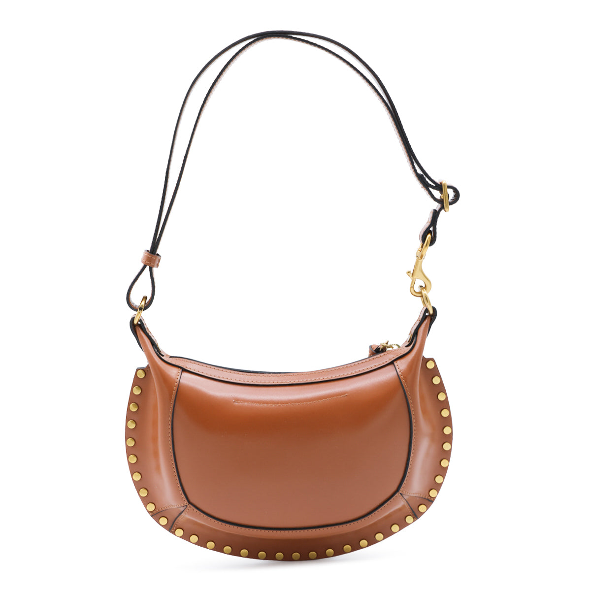 COGNAC LEATHER OSKAN MOON CROSSBODY BAG