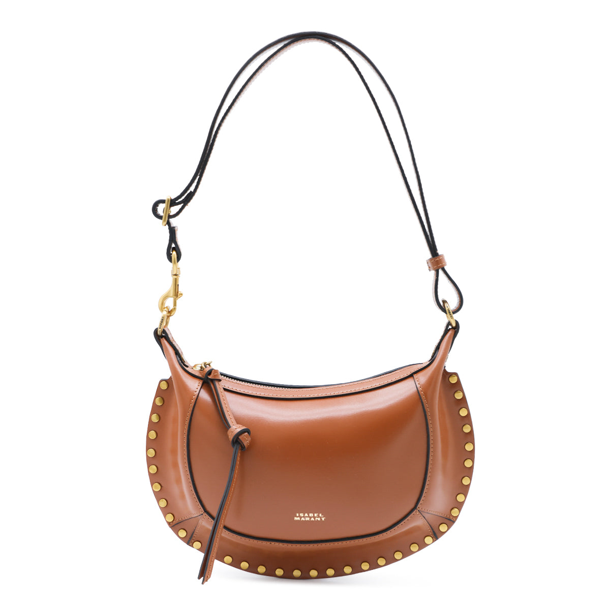 COGNAC LEATHER OSKAN MOON CROSSBODY BAG