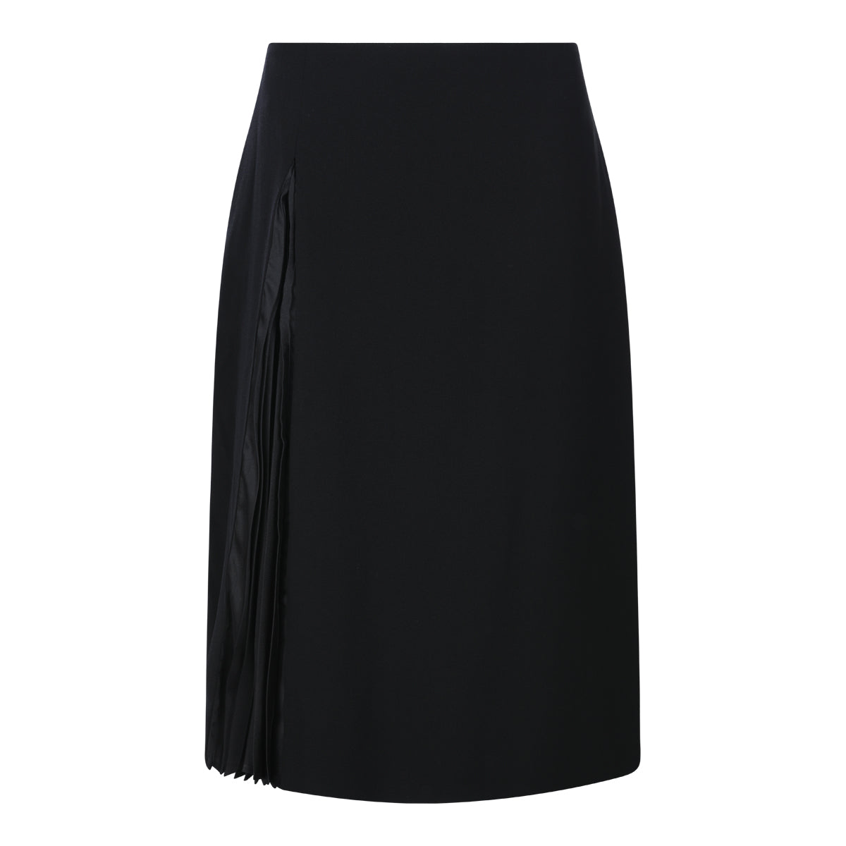 BLACK VIRGIN WOOL MID SKIRT