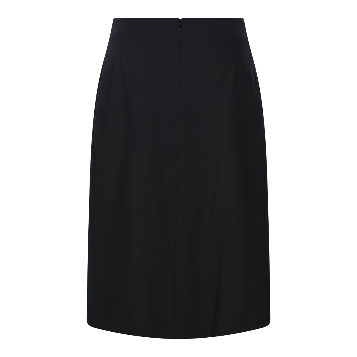 BLACK VIRGIN WOOL MID SKIRT