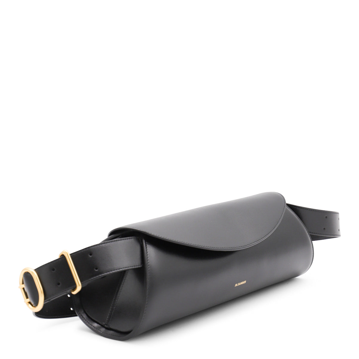 BLACK LEATHER CANNOLO GRANDE SHOULDER BAG