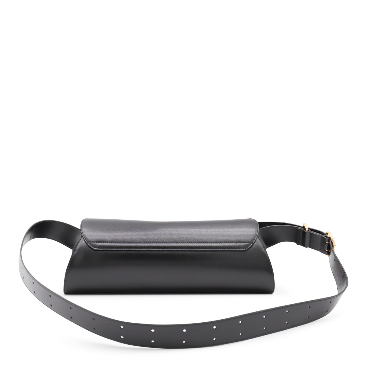 BLACK LEATHER CANNOLO GRANDE SHOULDER BAG