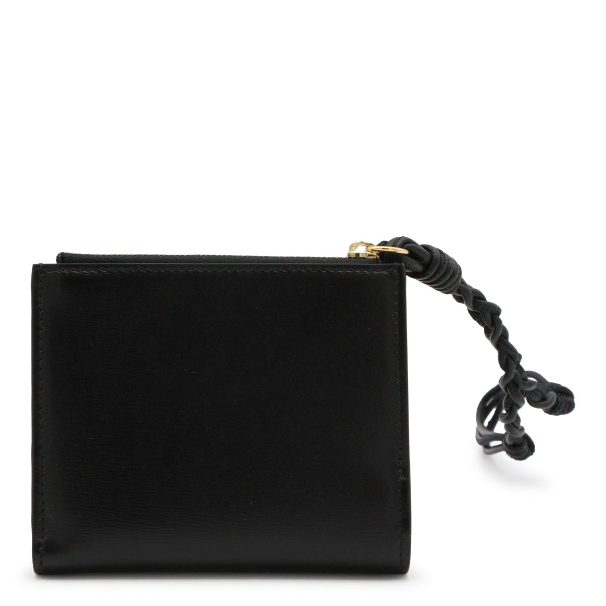 BLACK LEATHER TANGLE MINI WALLET