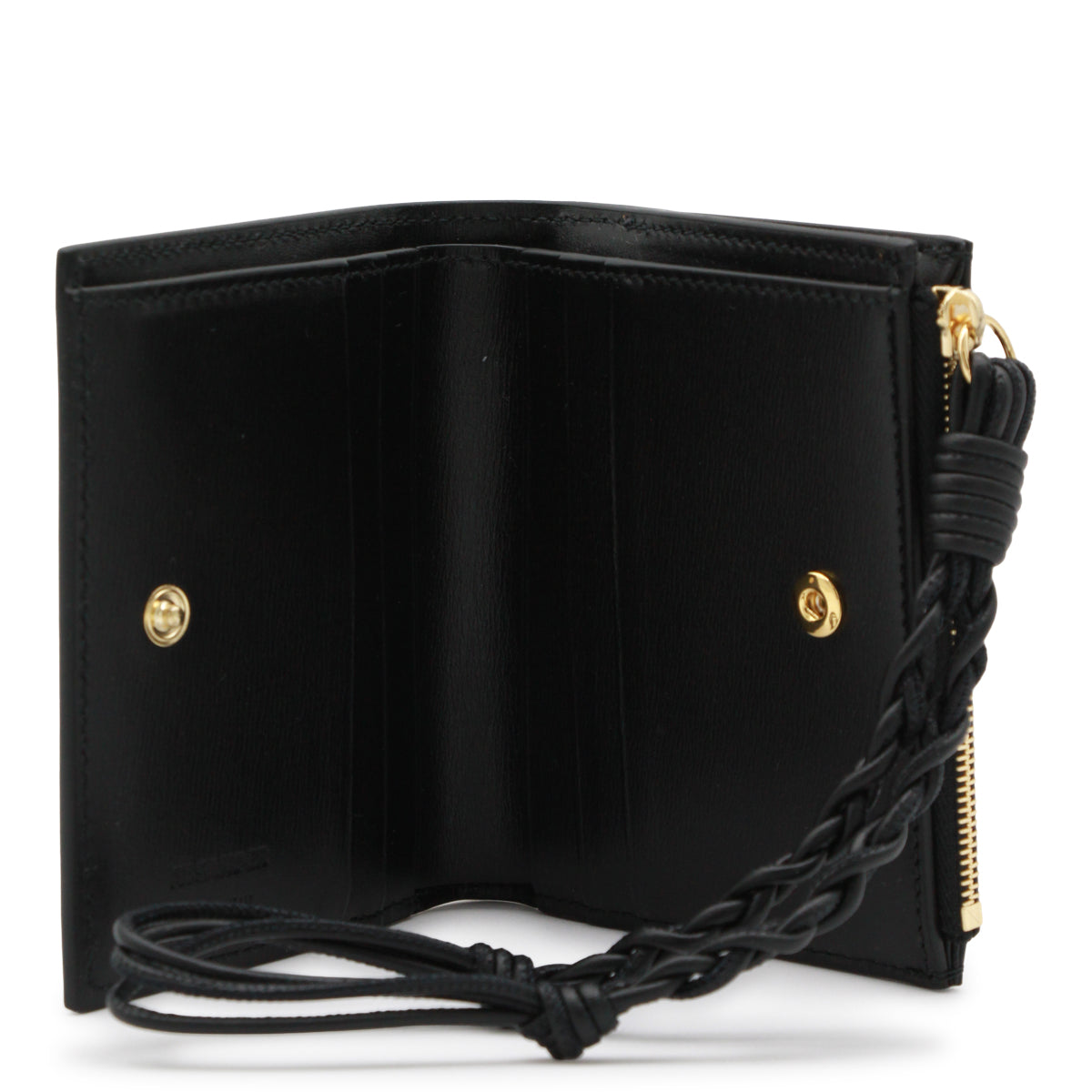 BLACK LEATHER TANGLE MINI WALLET
