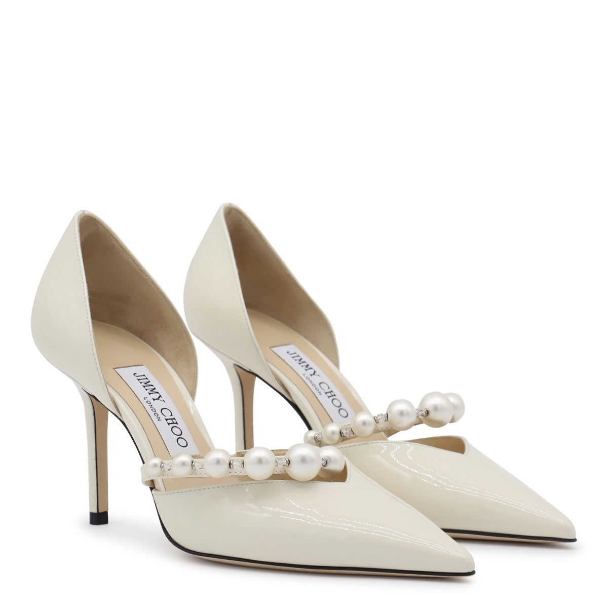 WHITE LEATHER AURELIE 85 PUMPS