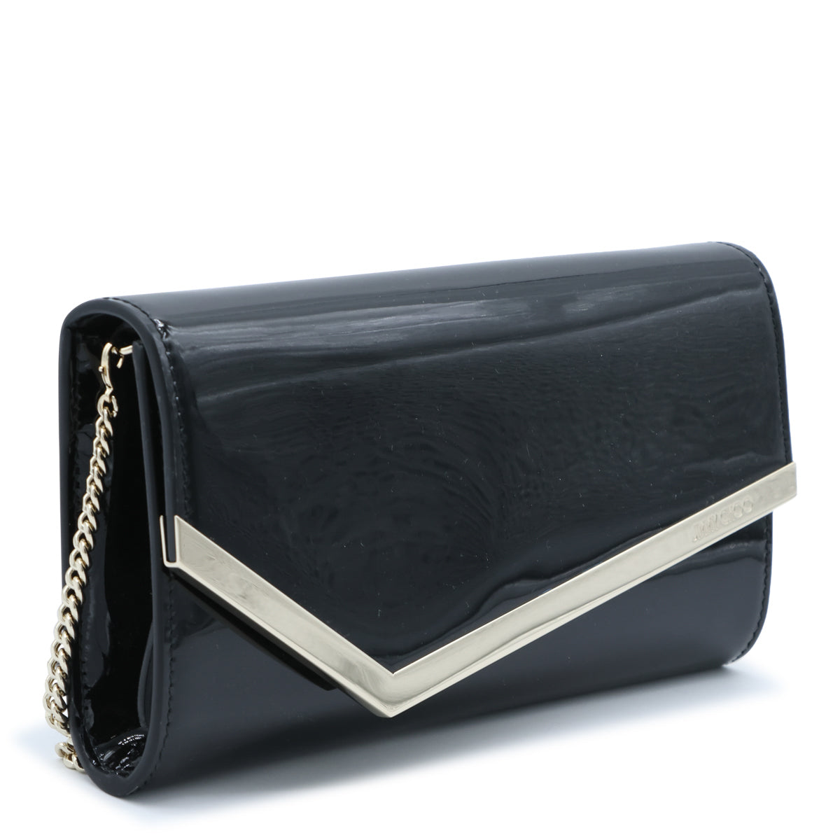 BLACK AND LIGHT GOLD LEATHER EMMIE CLUTCH